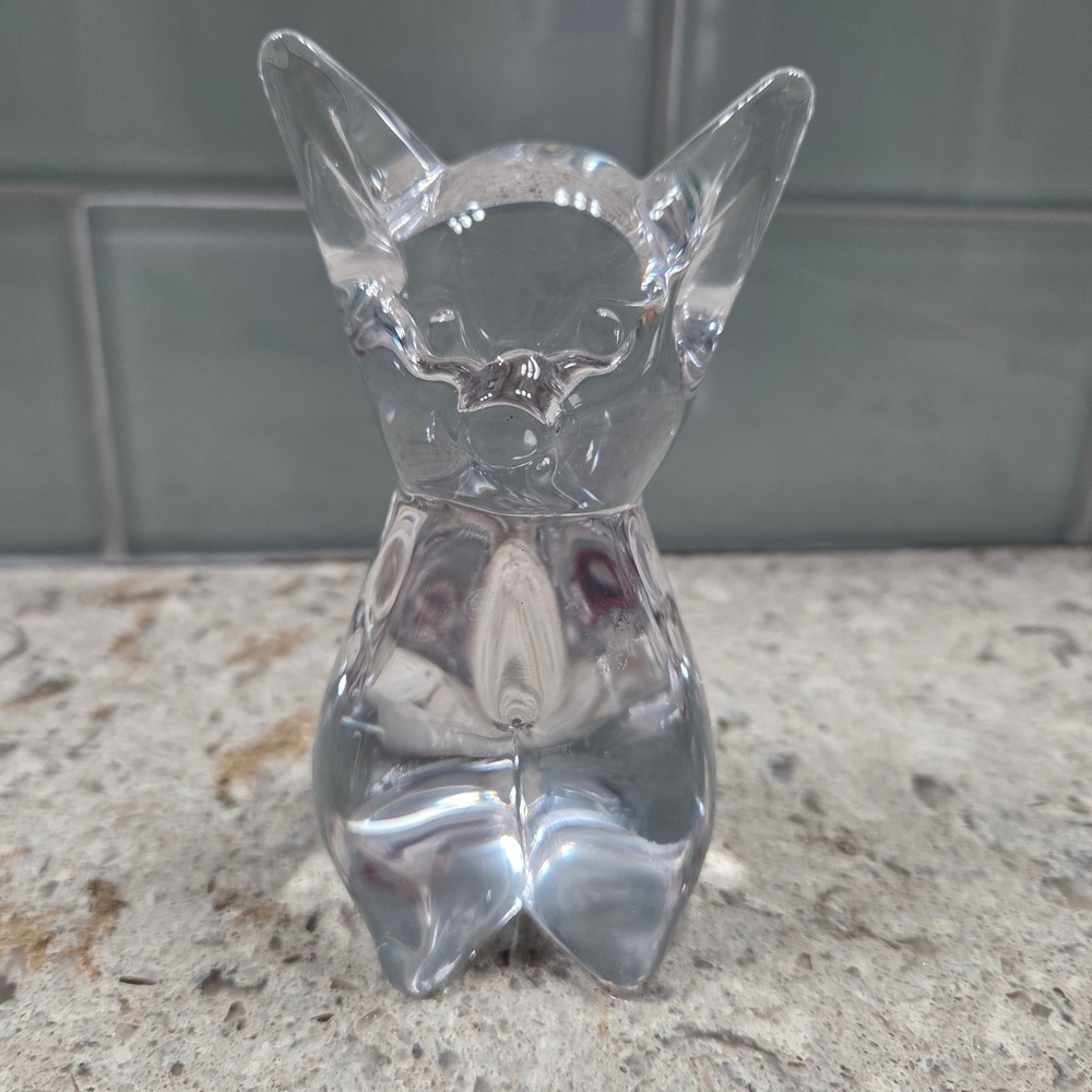 Vintage MCM Viking Clear Glass Sitting Cat Figurine Collectible Kitten Home